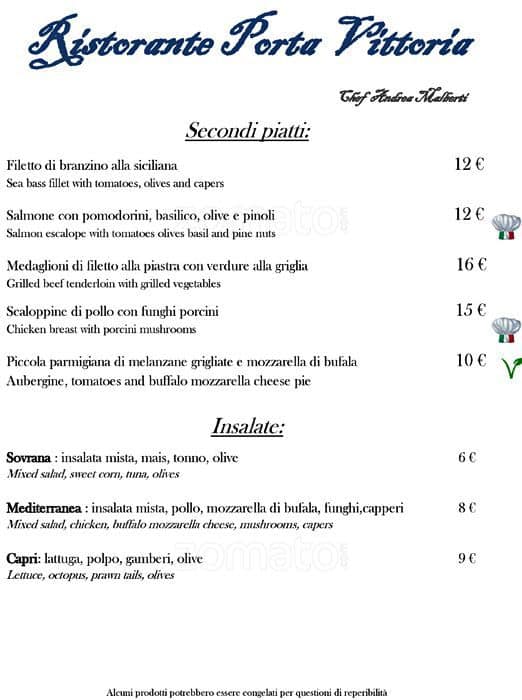 Menu di Ristorante Porta Vittoria 