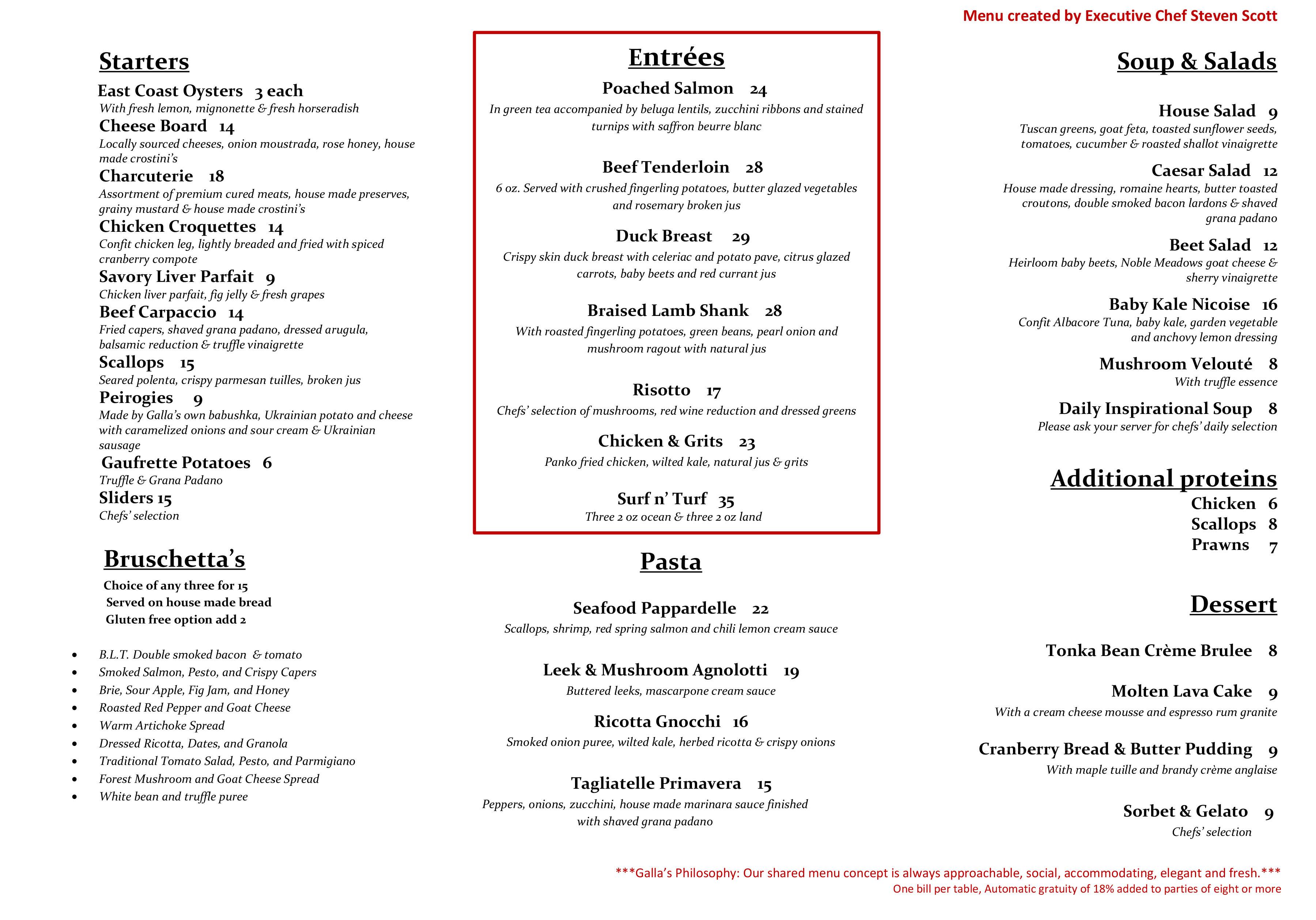 Galla Winehouse and Bistro Menu Urbanspoon/Zomato