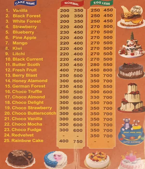 Cake menu - Prince home bakery | Facebook