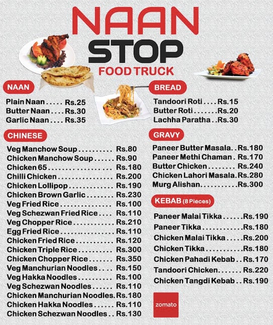 Naan Stop Food Truck Menu Menu For Naan Stop Food Truck