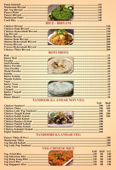 Sai Dhaba Family Restaurant menu