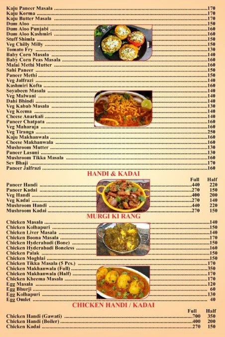 Sai Dhaba Family Restaurant menu
