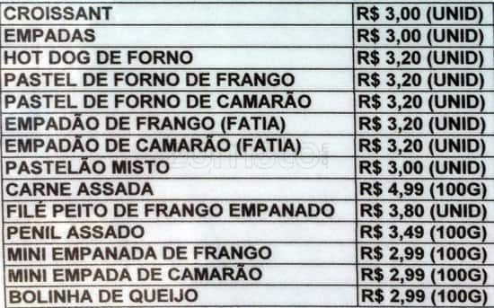 Confeitaria Imperato cardápio