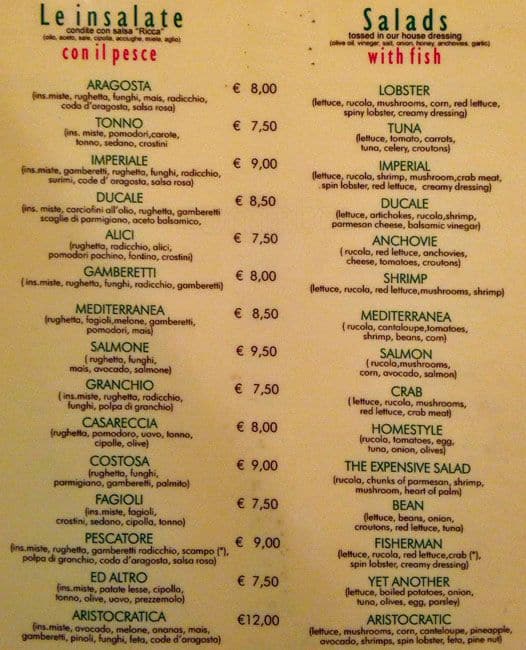 Menu di Insalata Ricca 