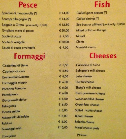 Menu di Insalata Ricca 