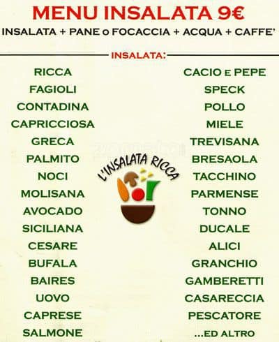 Menu di Insalata Ricca 