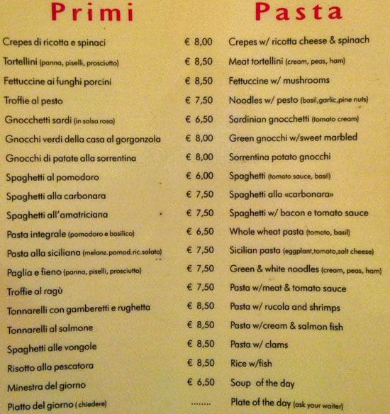 Menu di Insalata Ricca 