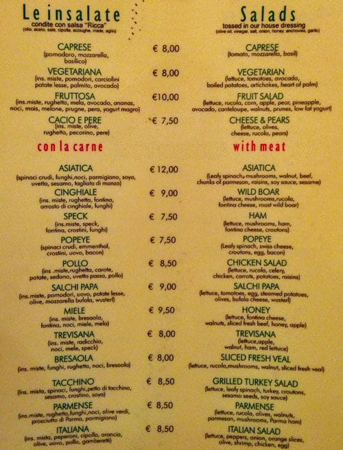 Menu di Insalata Ricca 