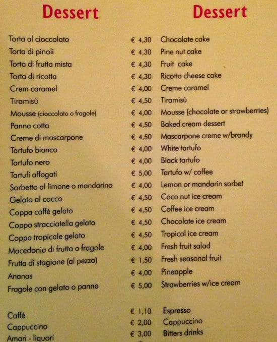 Menu di Insalata Ricca 