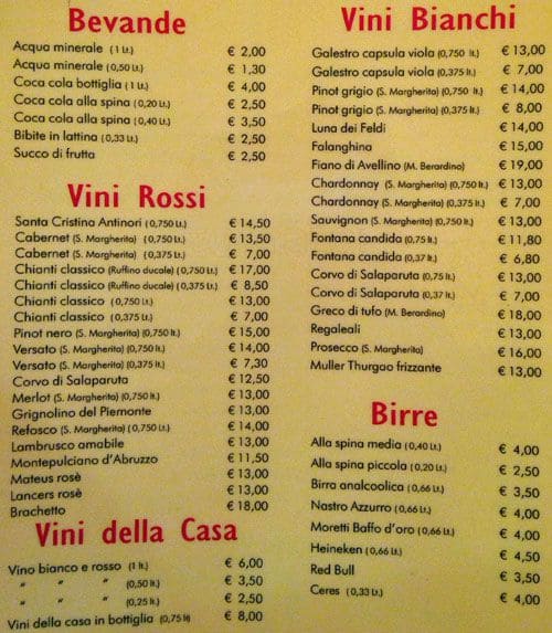 Menu di Insalata Ricca 