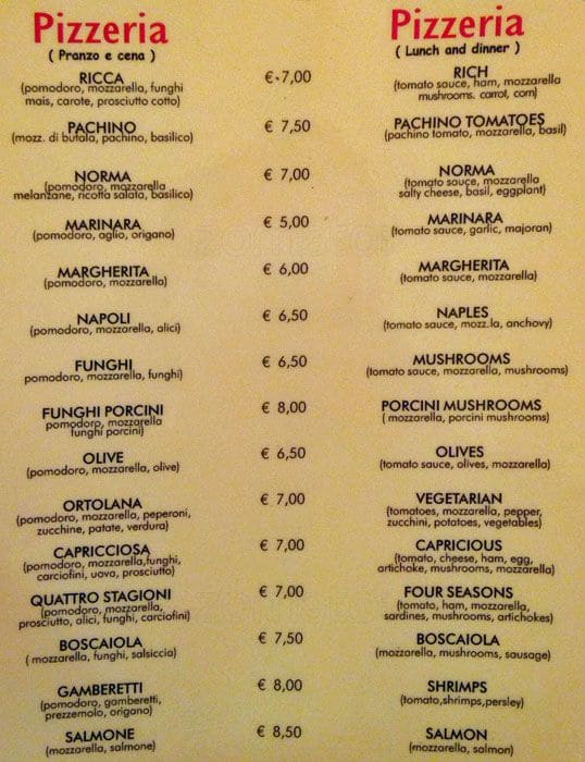 Menu di Insalata Ricca 