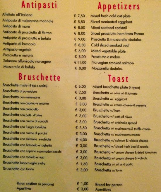 Menu di Insalata Ricca 