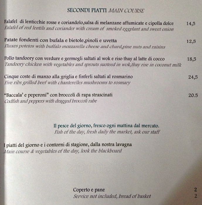 Menu di Osteria dell'Ingegno 