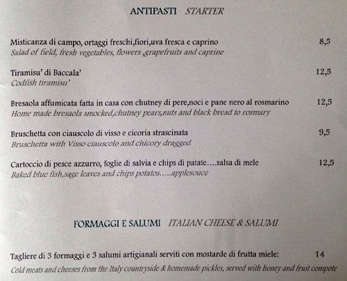 Menu di Osteria dell'Ingegno 