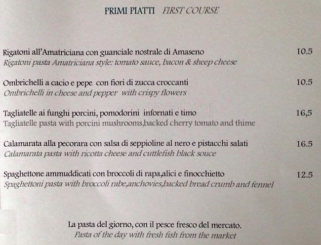 Menu di Osteria dell'Ingegno 