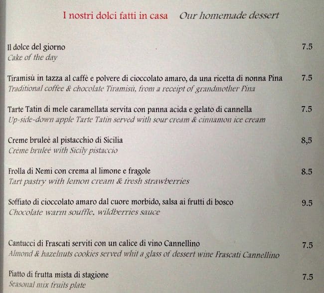 Menu di Osteria dell'Ingegno 