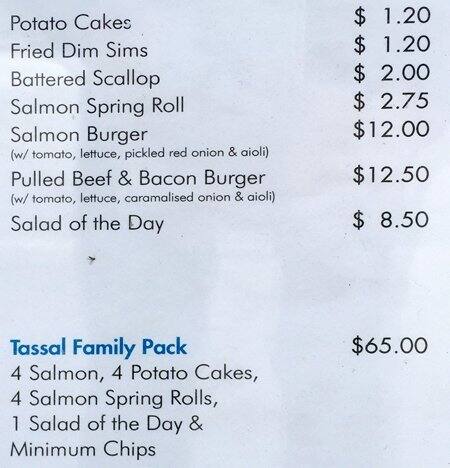 Menu at The Salmon Shop restaurant, Kew