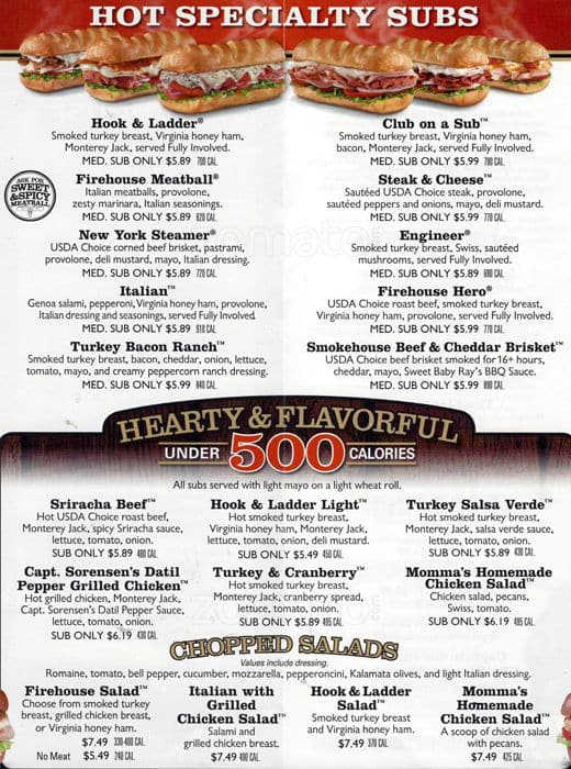 Firehouse Subs Printable Menu Customize And Print