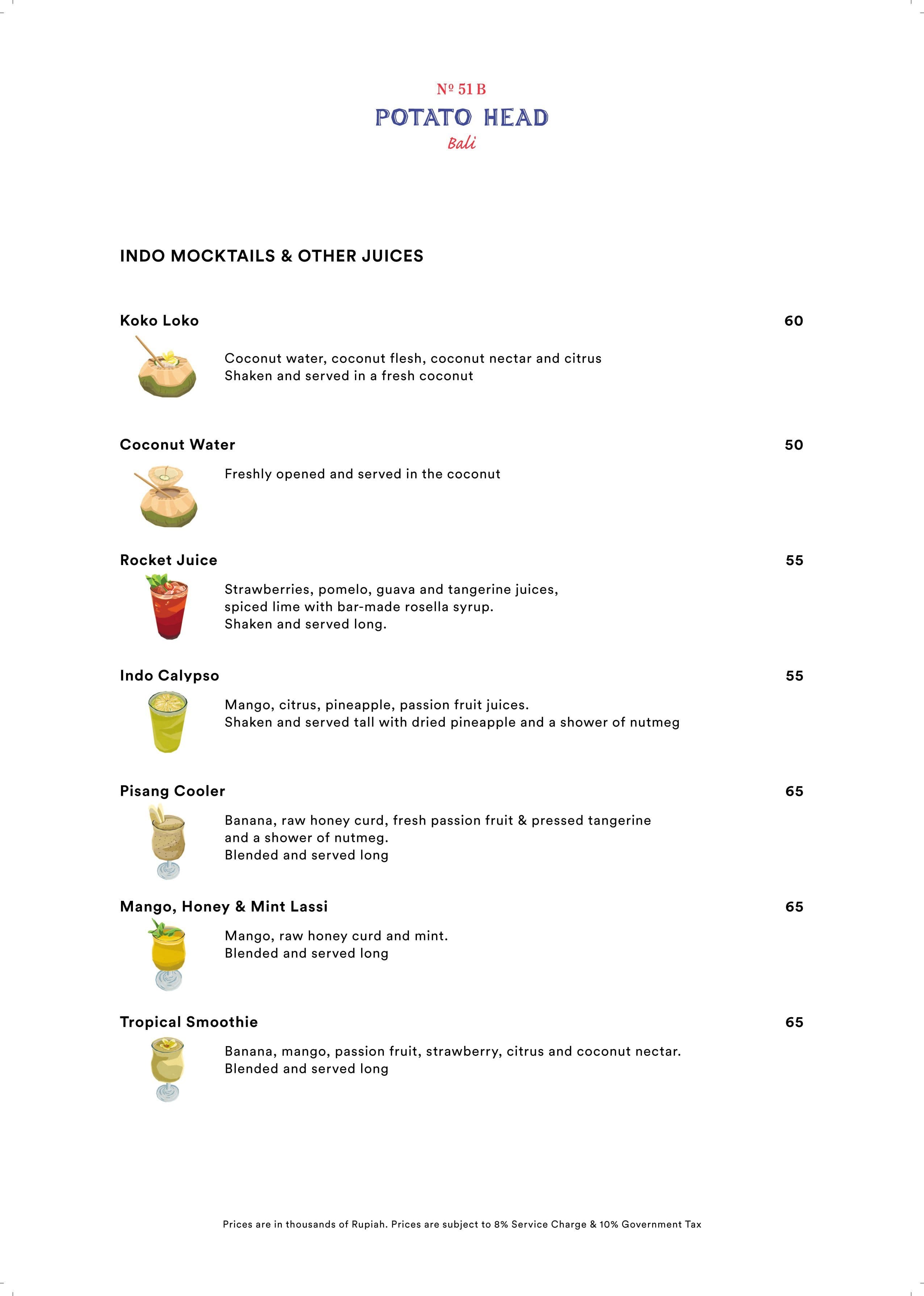 Potato Head Beach Club Menu Menu For Potato Head Beach Club Kerobokan Kelod Bali