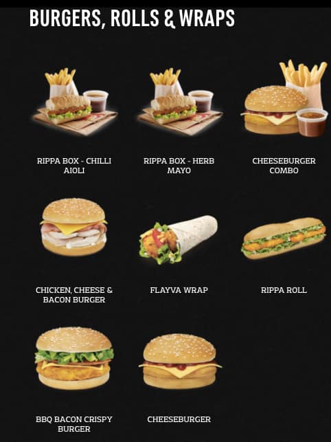 Red Rooster menu