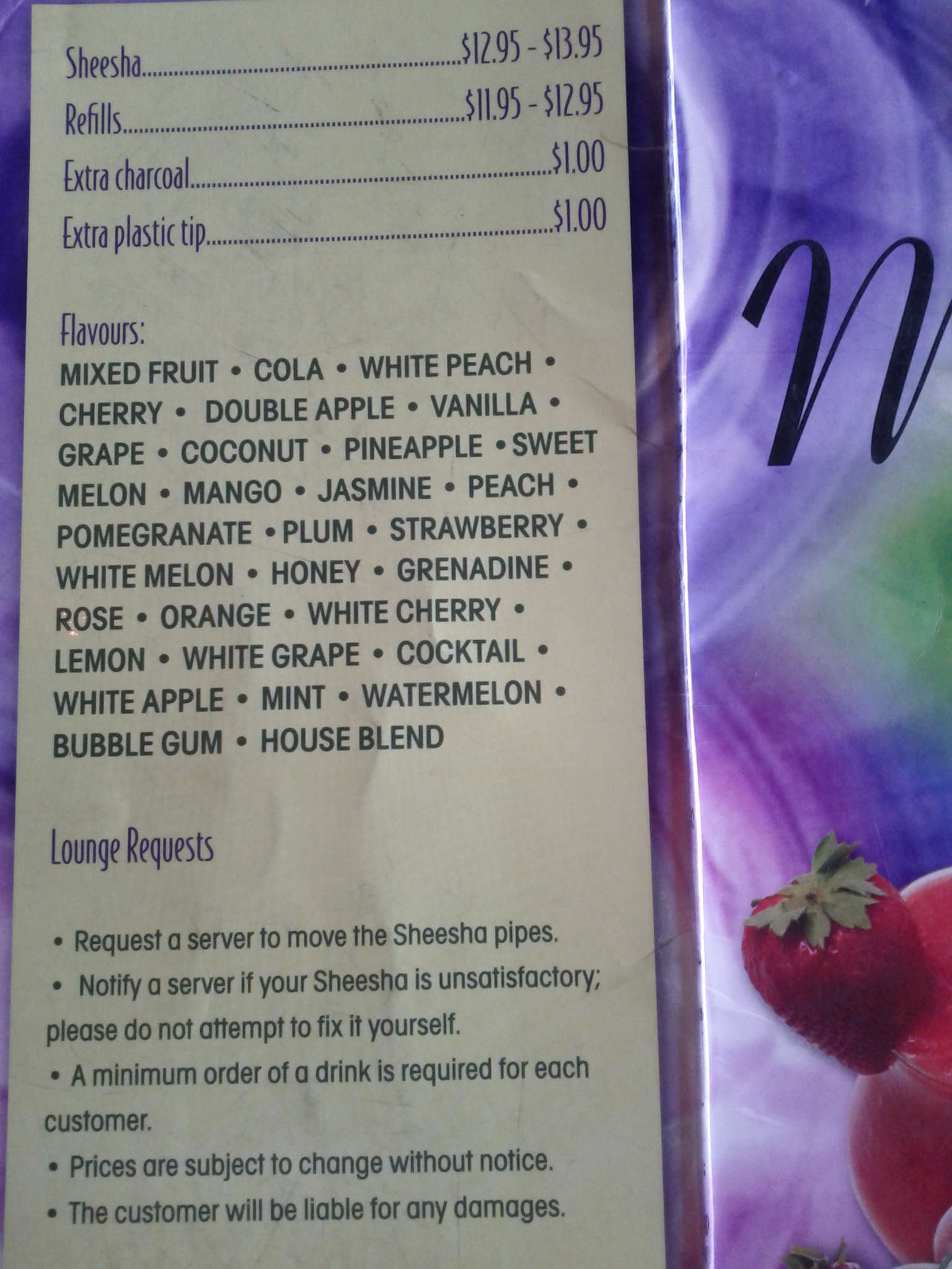 Menu de Medina Cafe & Grill Sheesha Lounge