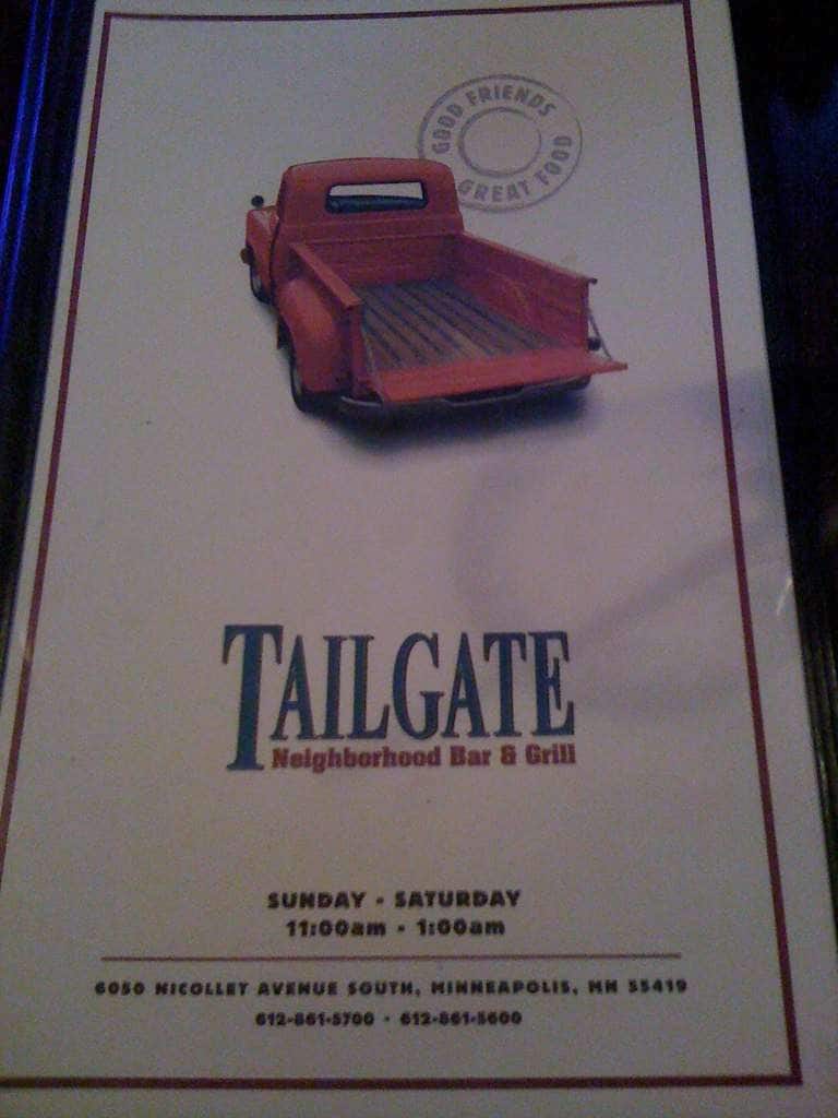 Menu at Tailgate Sports Cafe, Minneapolis