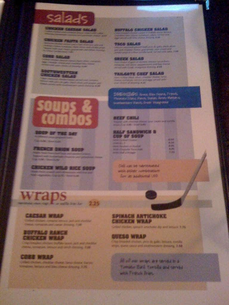 Menu at Tailgate Sports Cafe, Minneapolis