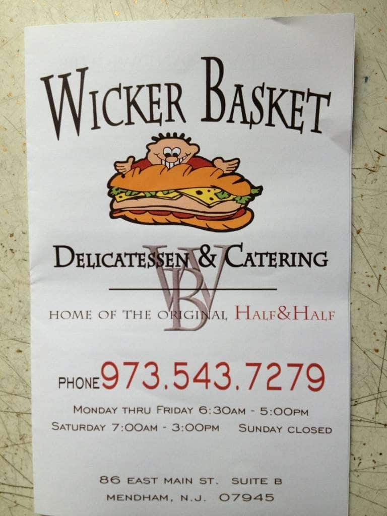 Wicker Basket Menu, Menu for Wicker Basket, Mendham, Mendham