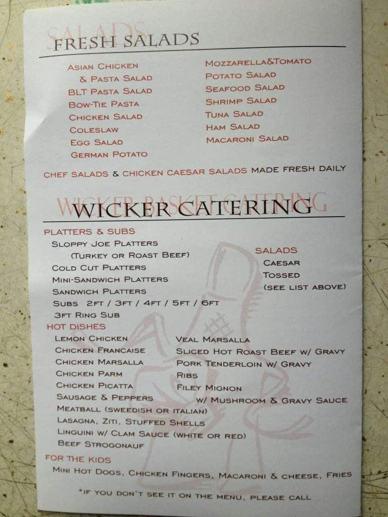 Menu at Wicker Basket, Mendham