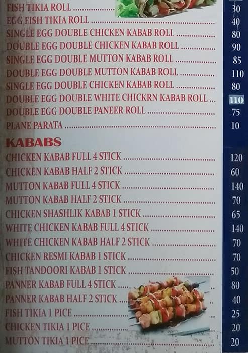 Parama Kolkata Kathi Kababs menu