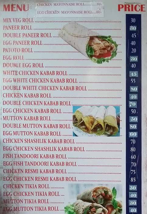 Parama Kolkata Kathi Kababs menu