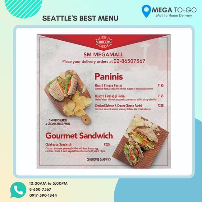 Menu at Seattle's Best Coffee cafe, Makati, Dela Rosa St Cor