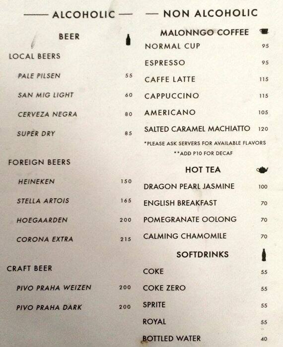 Menu at Open Kitchen restaurant, Mandaluyong, 71-B E Capitol Dr