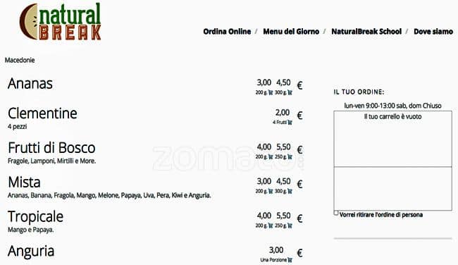 Menu de Natural Break