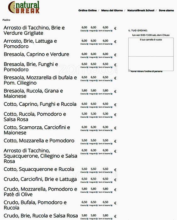 Menu de Natural Break