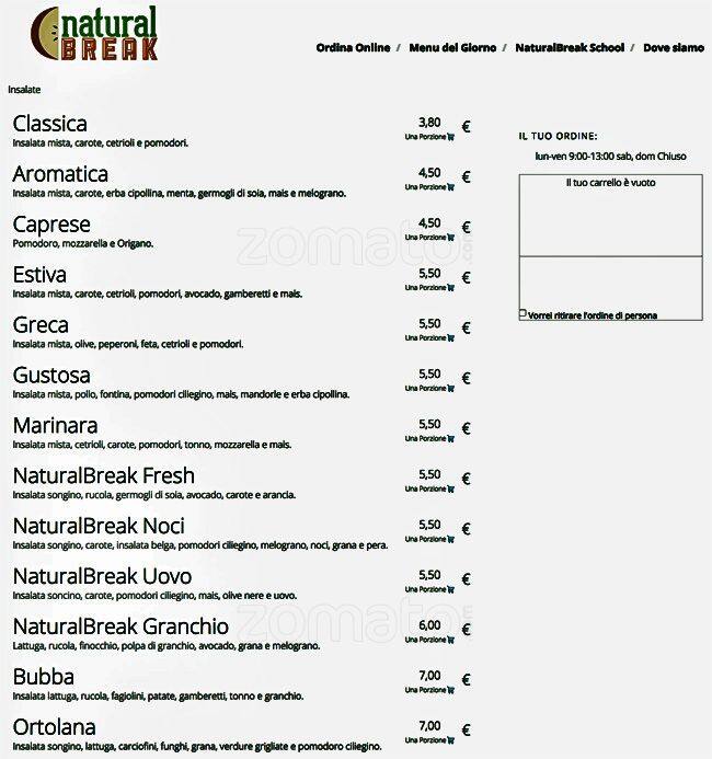 Menu de Natural Break