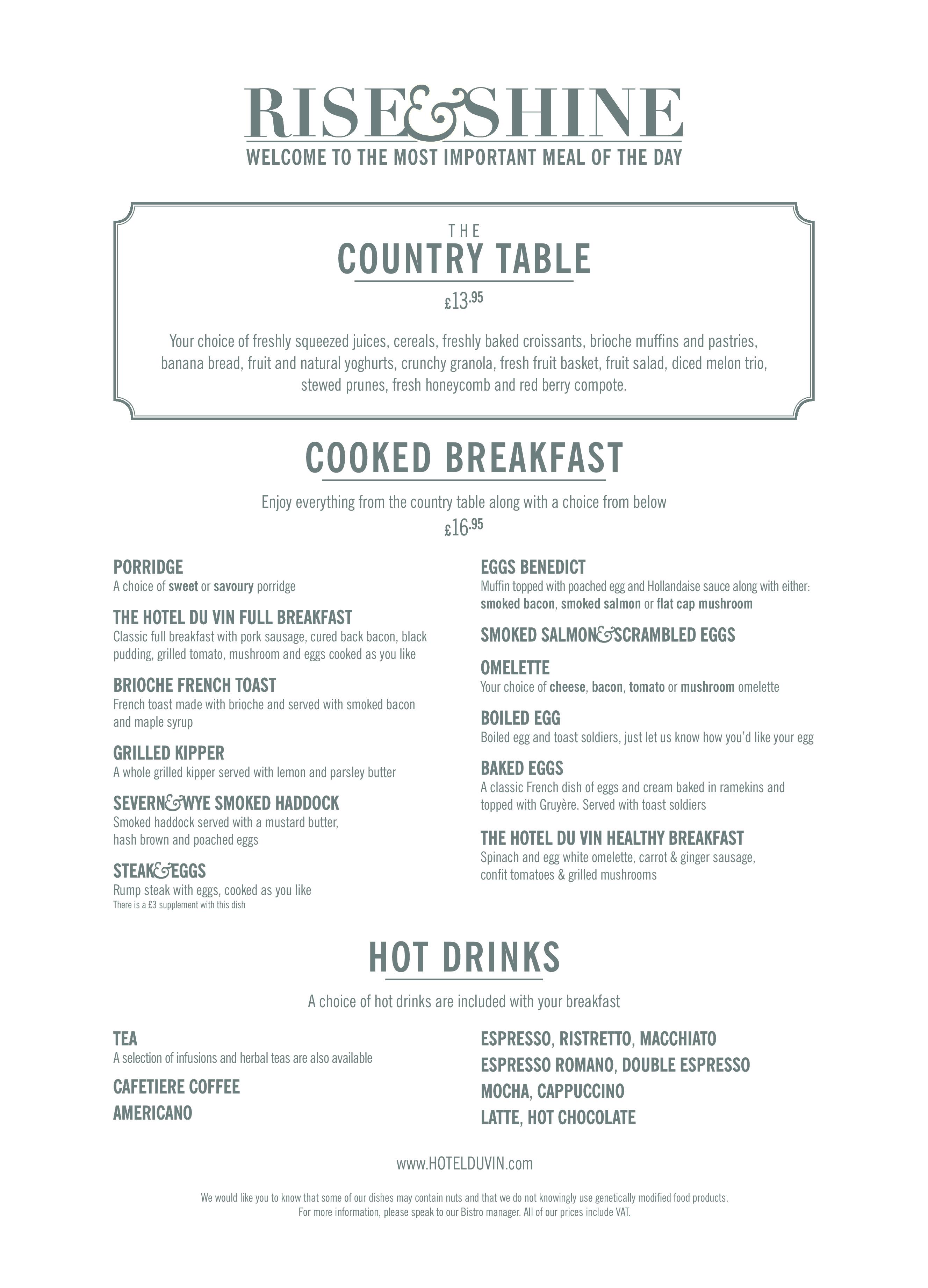 Menu at Hotel du Vin Bristol pub & bar, Bristol