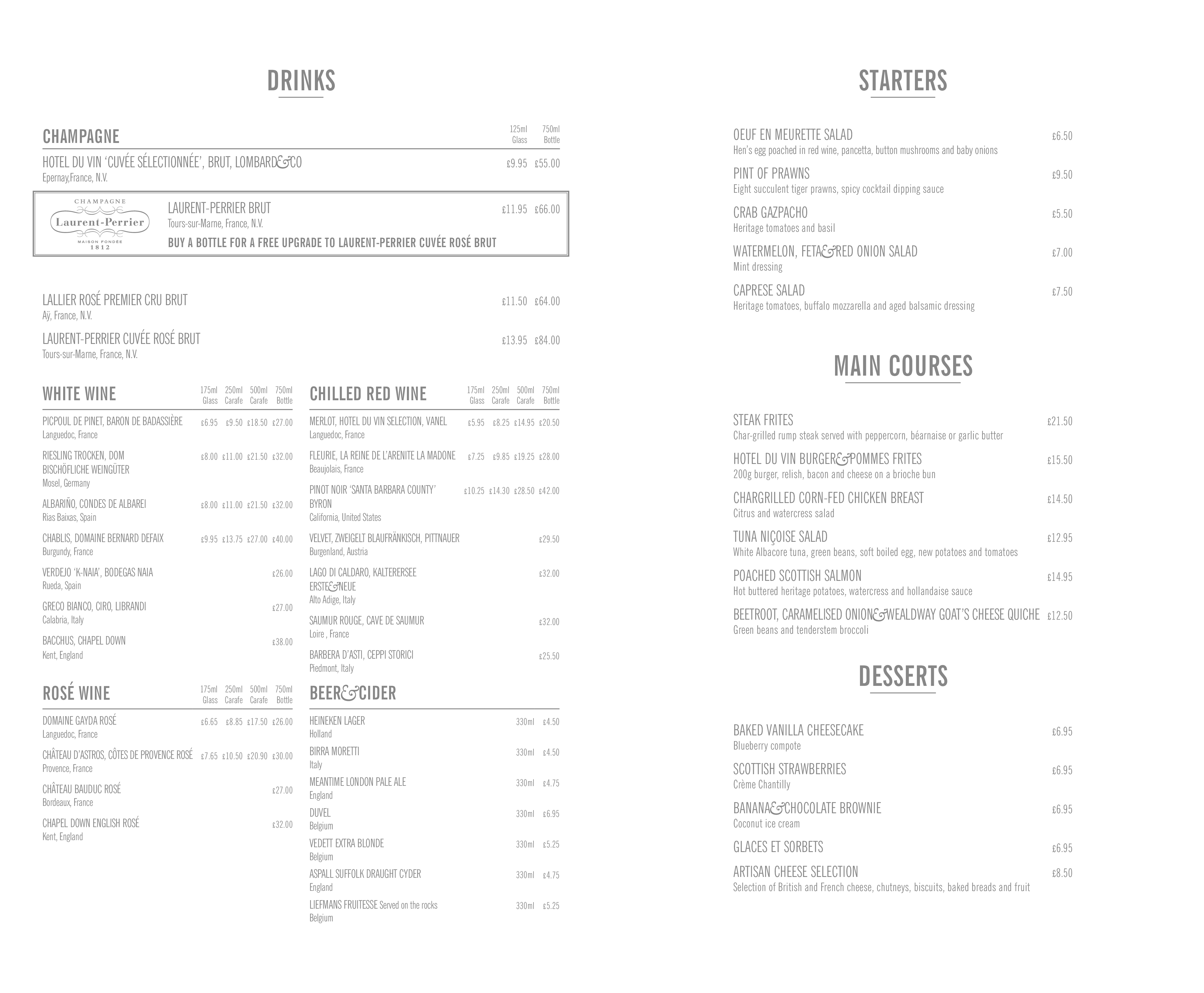 Menu at Hotel du Vin Bristol pub & bar, Bristol