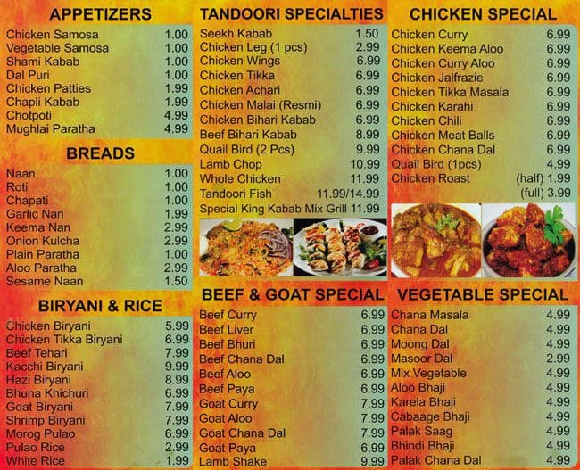 King Kabab Menu, Menu For King Kabab, Jamaica Hills, New York City 