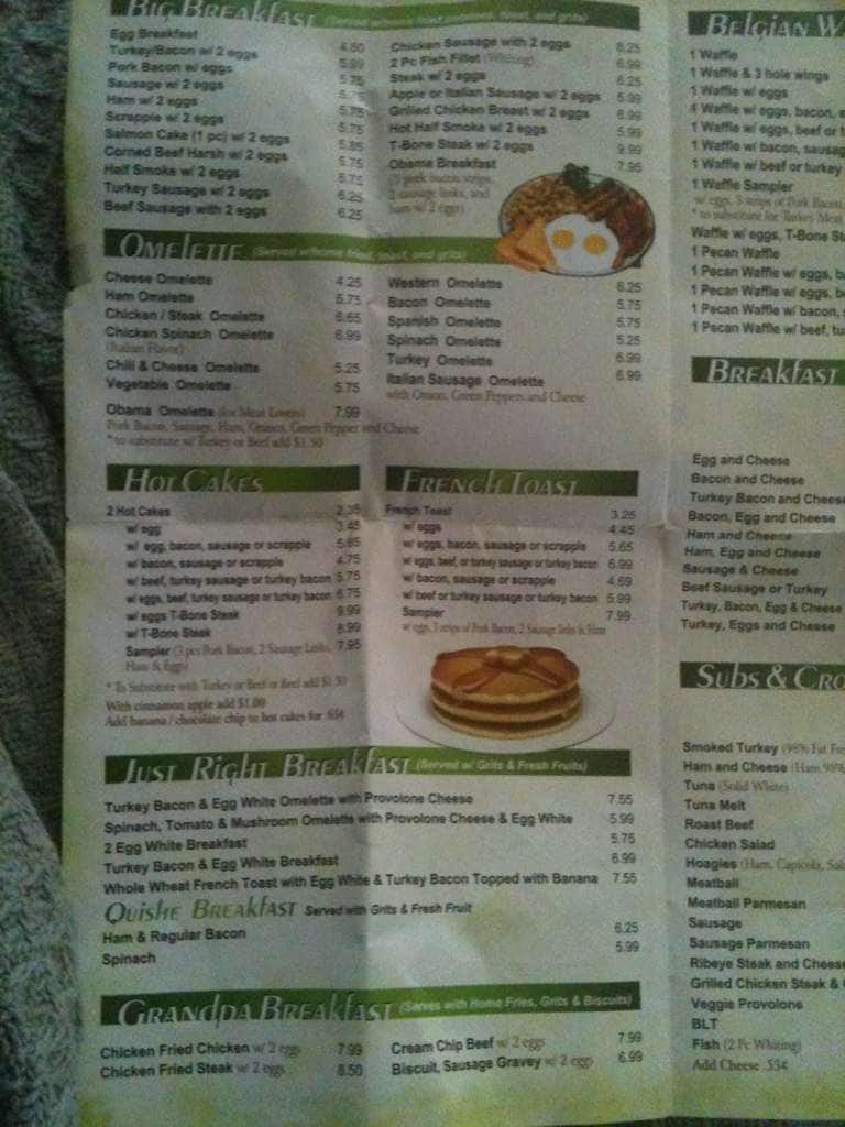 Menu at Ice Cream Station, Washington