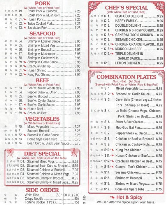 Menu at Grand Buffet restaurant, Fort Worth, South Fwy