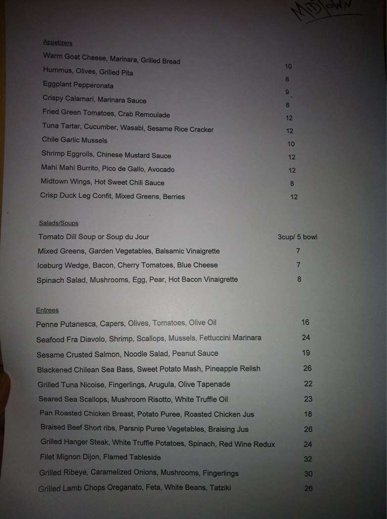 Midtown Grill Menu, Menu for Midtown Grill, Broad Ripple, Indianapolis