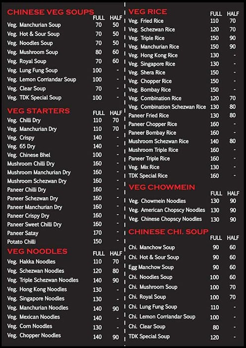 Menu of The Dark Kitchen, Virar, Mumbai