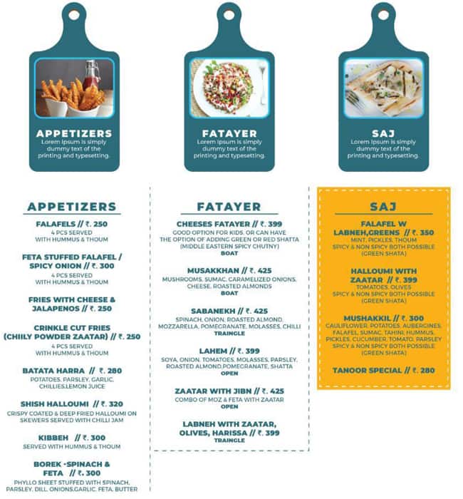Tanoor menu