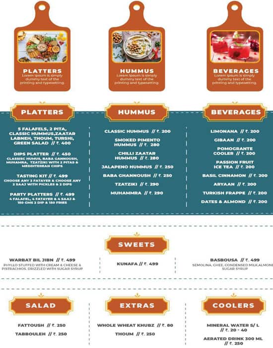Tanoor menu