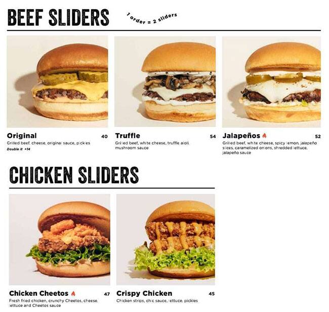 sliders near me menu