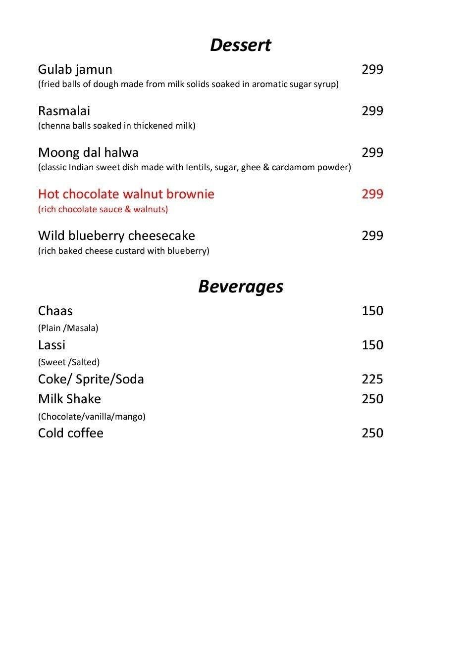 The Creative Kitchen - Radisson Blu Hotel menu