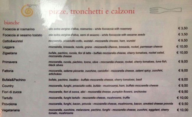 Menu di Zi Gaetana 
