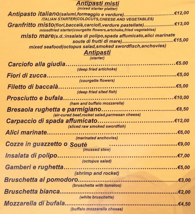 Menu di Cacio e Cocci 