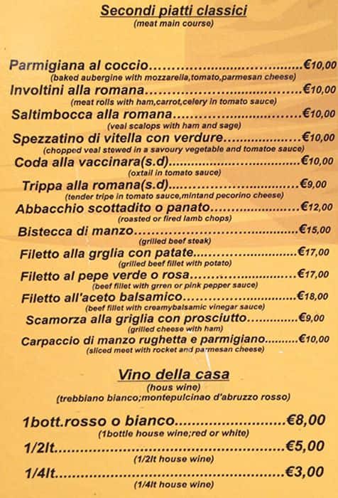 Menu di Cacio e Cocci 